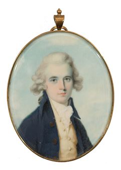 Portrait miniature of a gentleman, wearing a blue coat and cream waistcoat - John Donaldson