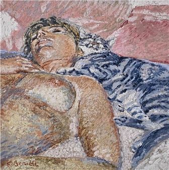 a nude woman lying on a bed - Celeste Benitte