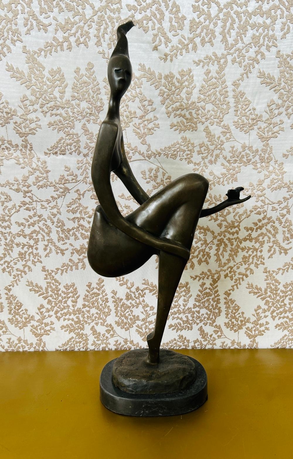 After Pable Picasso Inspired Bronze Sculpture on Marble Base. Signed. Measures: 62cm x 20cm x 14cm by Pablo Picasso