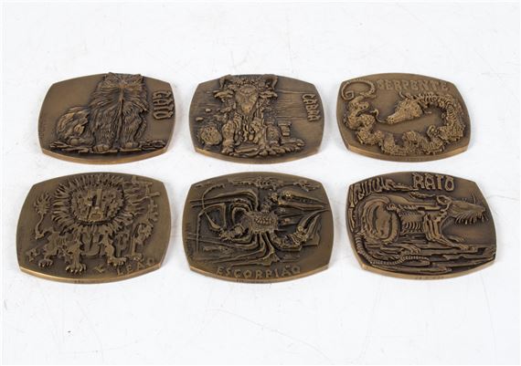 VASCO BERARDO MODERNIST BRONZE ZODIAC MEDALS - Vasco Berardo