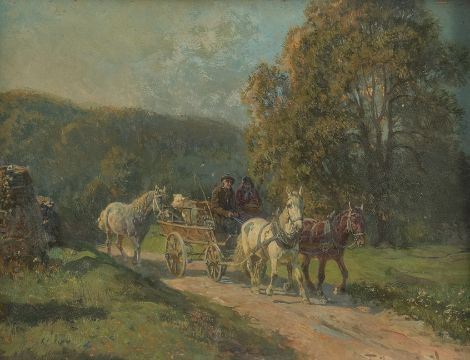 Auf dem Weg zum Viehmarkt by Fritz van der Venne