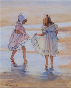2 girls at the shore - David Rylance