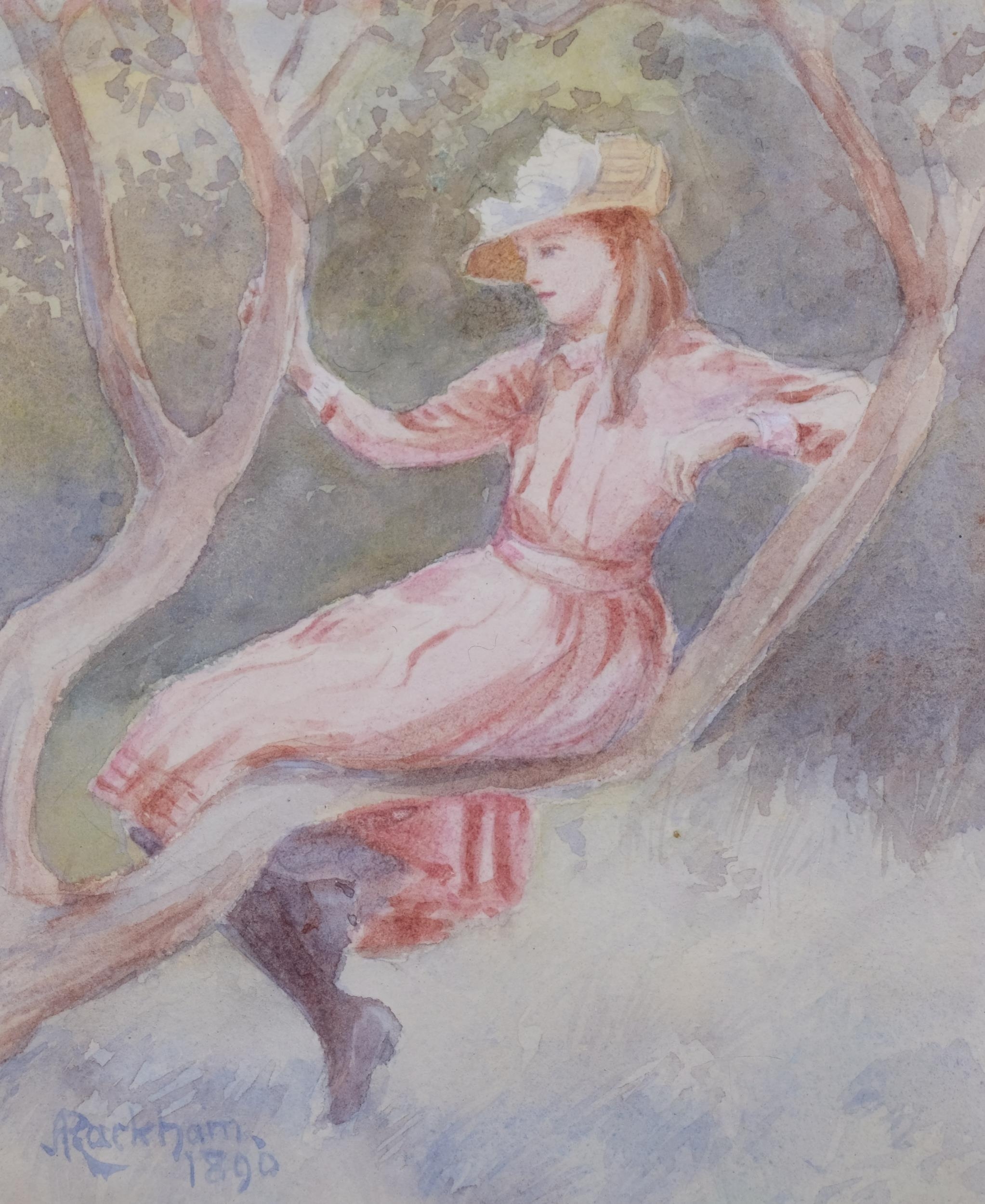 Arthur Rackham | daydreaming in the garden (1890 - 1915) | MutualArt