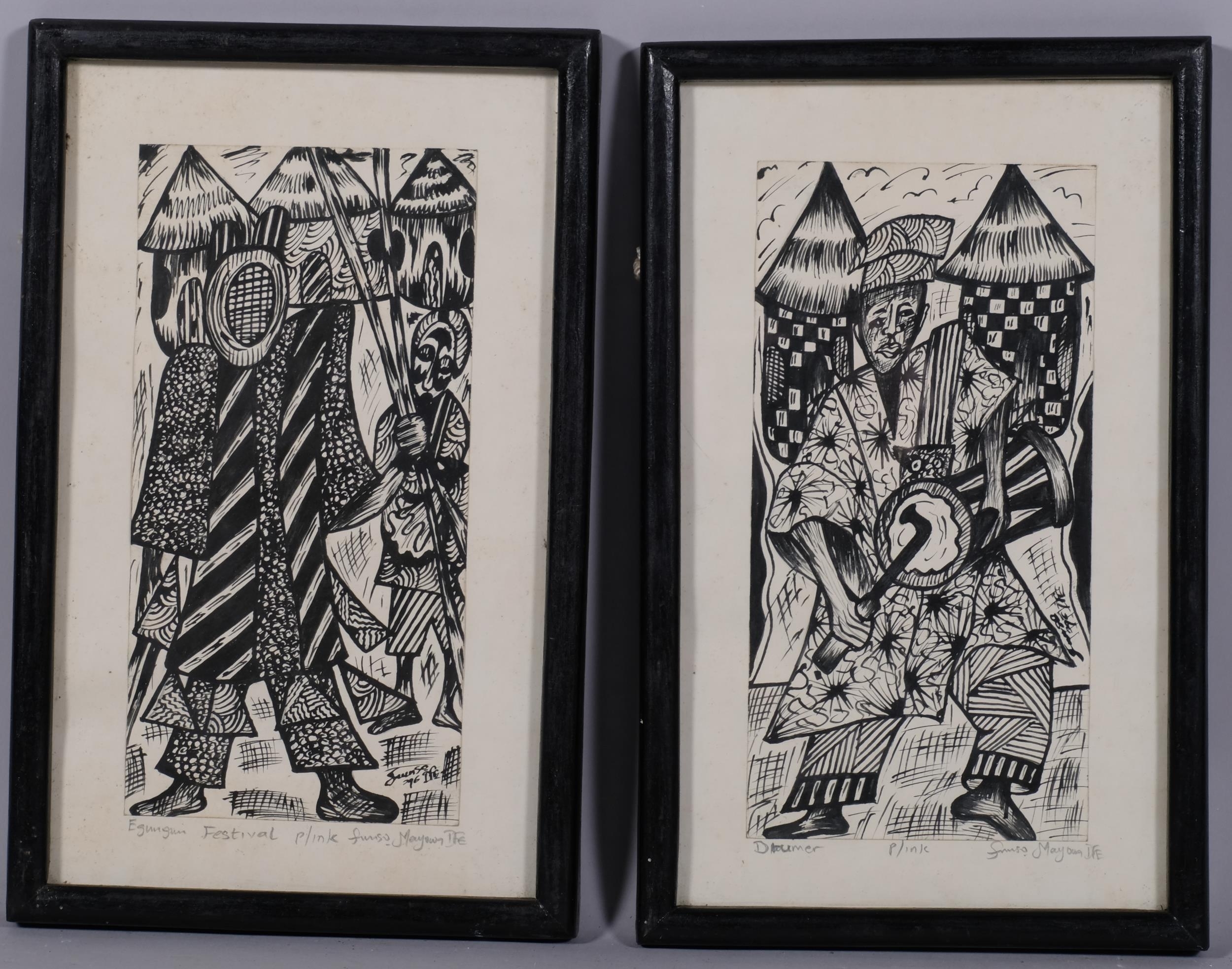 Fumso Mayowa | 2 pen and ink drawings (1996) | MutualArt