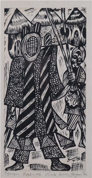 Fumso Mayowa | 2 pen and ink drawings (1996) | MutualArt