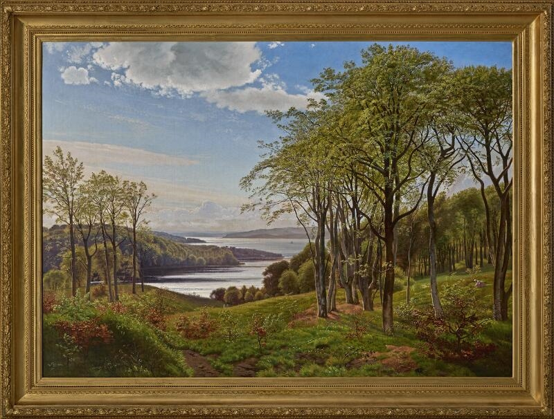 Artwork by Vilhelm Kyhn, View from Hindsgavl towards Fænø and the coast of Jutland, Made of Oil on canvas