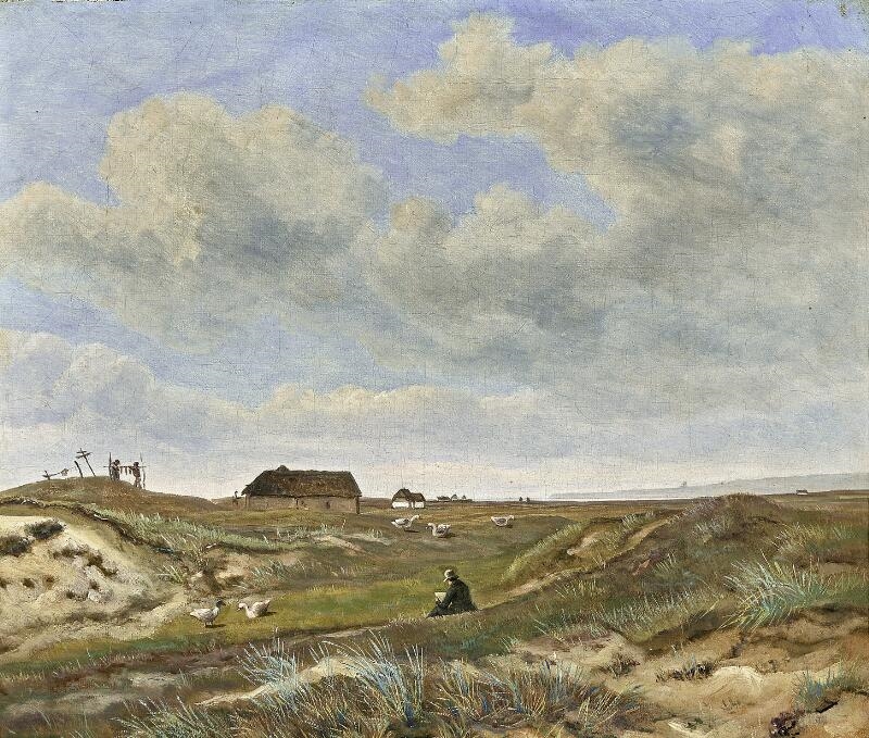 jens-peter-m-ller-a-painter-in-the-dunes-at-harbo-re-jutland-1850s