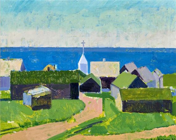 Mykines village, The Faroe Islands by Sámal Elias Frederik Joensen-Mikines, 1963