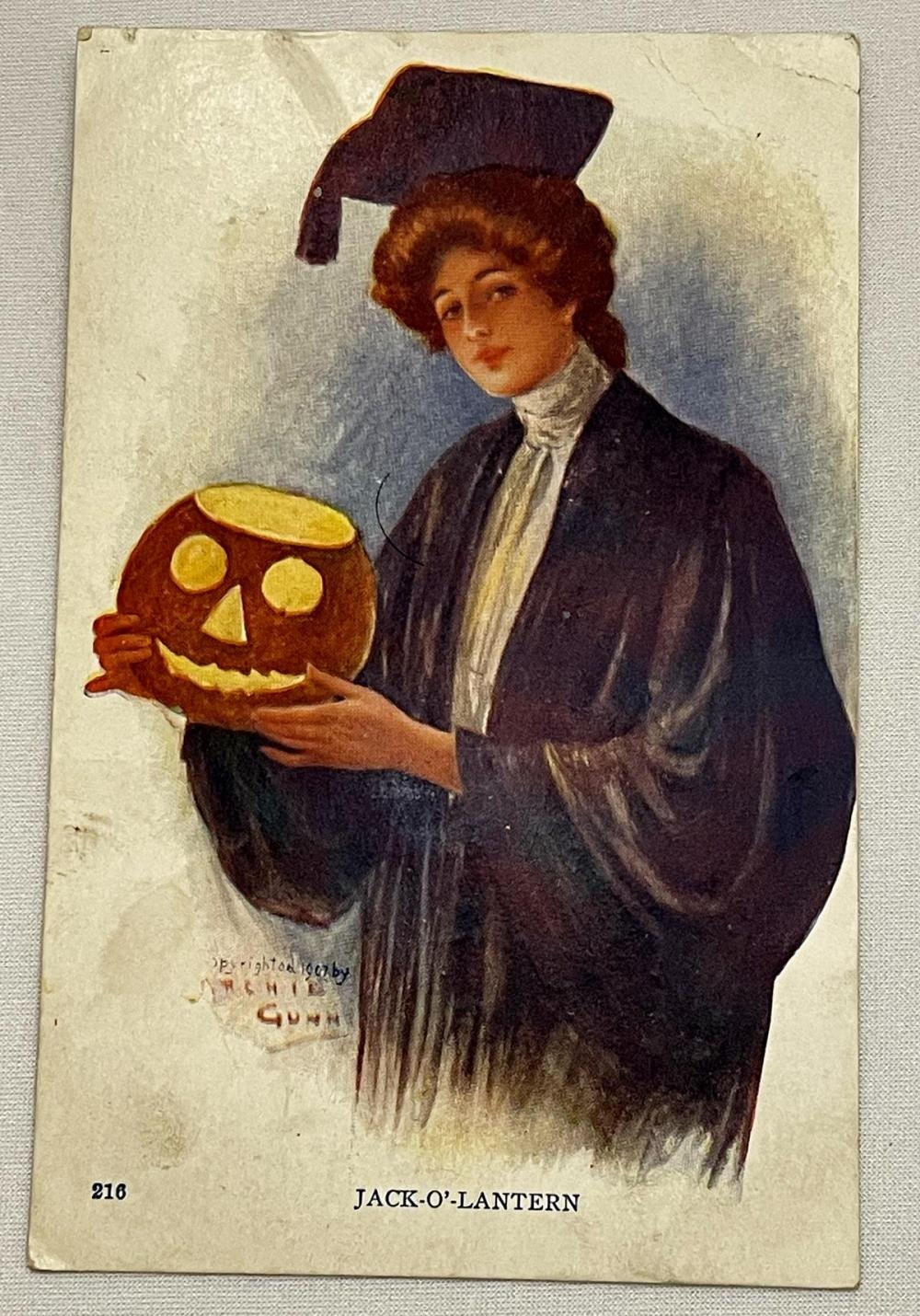 Archie Gunn | Antique 1907 Graduate Girl Jack-O'-Lantern Halloween ...
