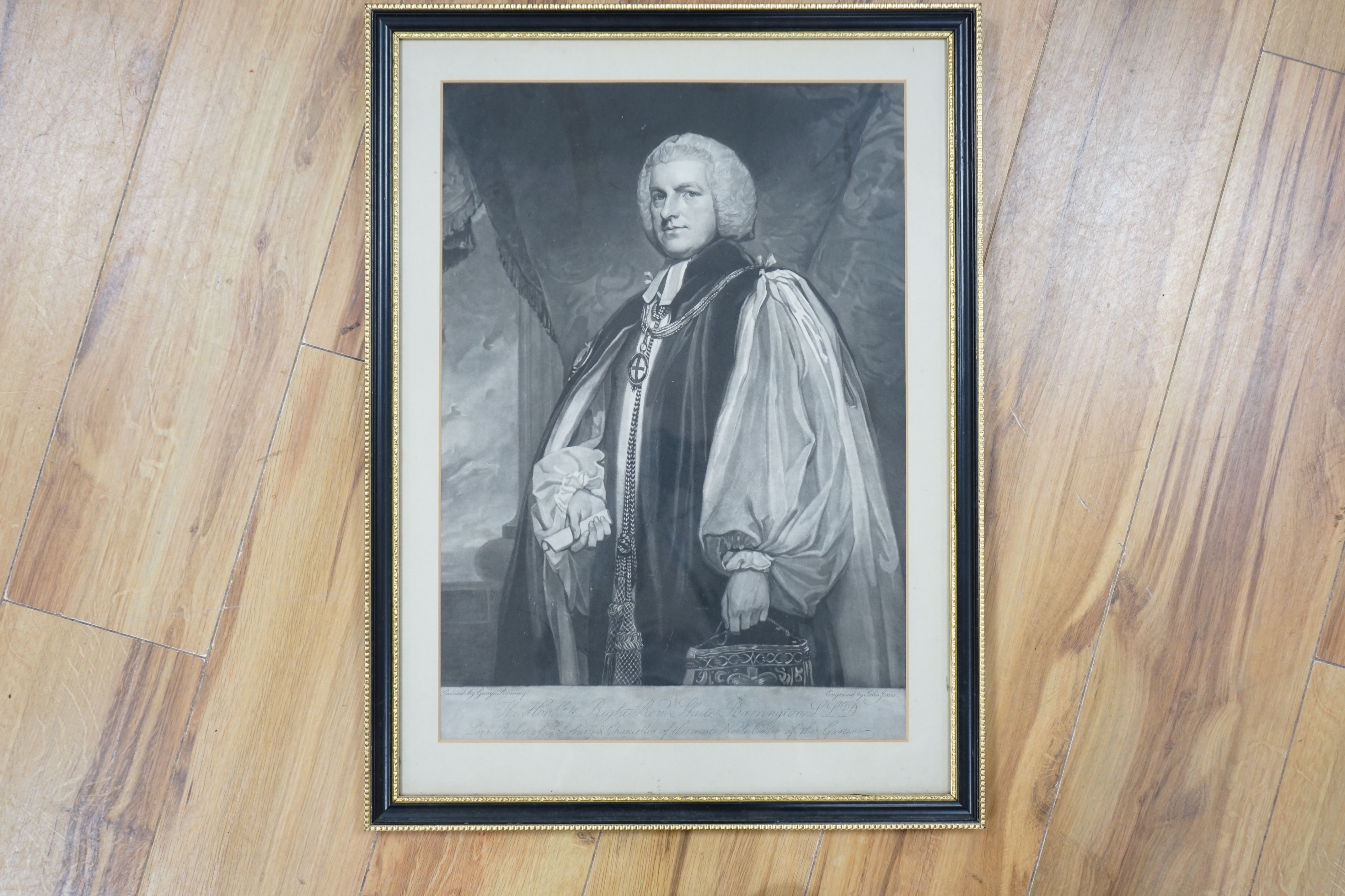 Artwork by George Romney, John Jones, The Honourable and Right Reverend Shute Barrington, Made of mezzotint
