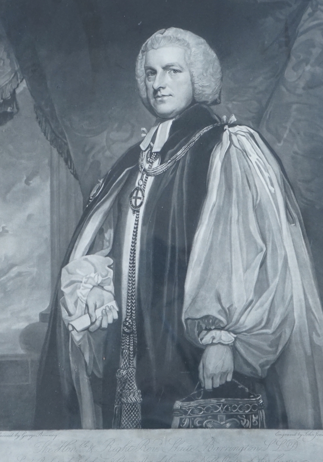 Artwork by George Romney, John Jones, The Honourable and Right Reverend Shute Barrington, Made of mezzotint