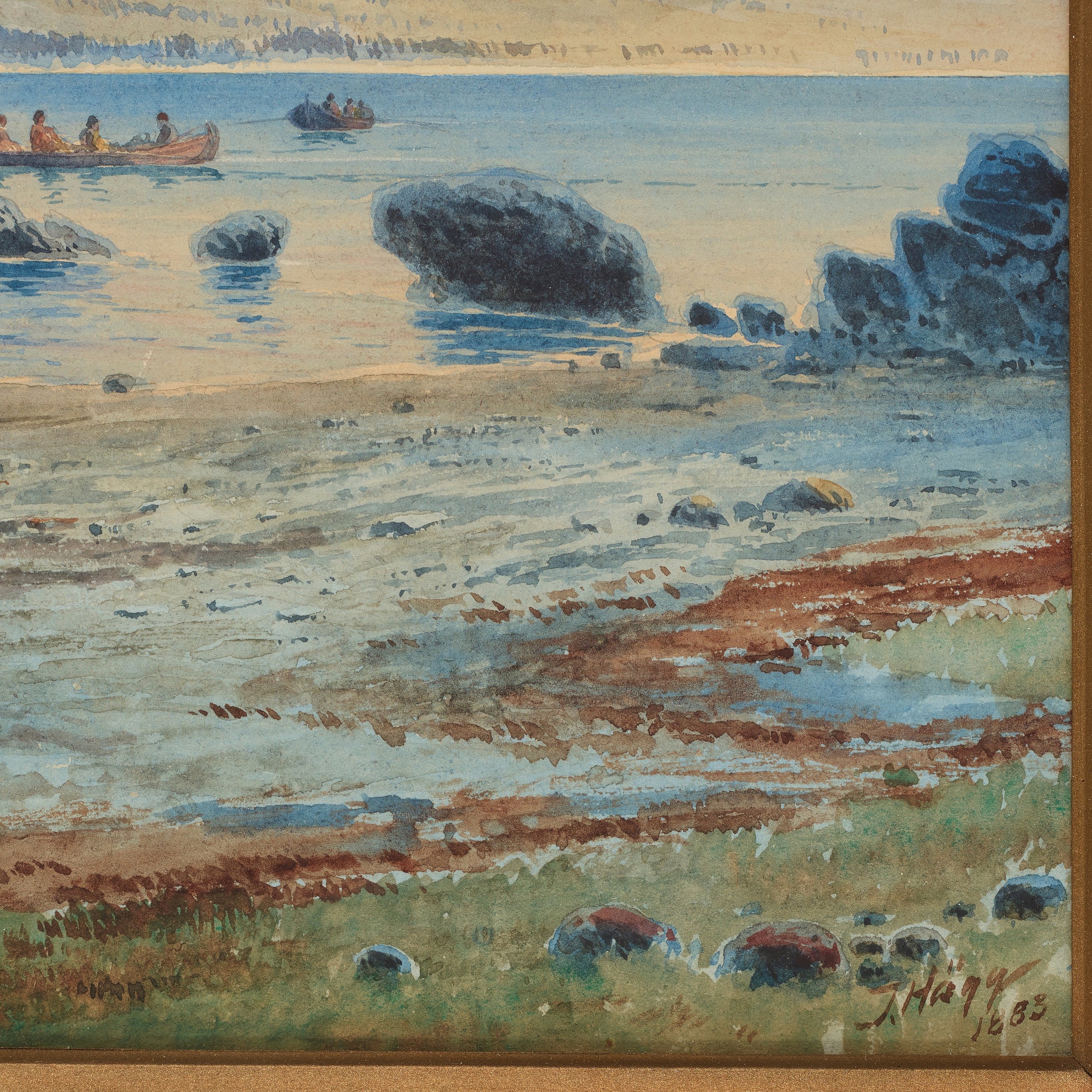 Jacob Hägg | Coastal landscape with anchored ships (1883) | MutualArt