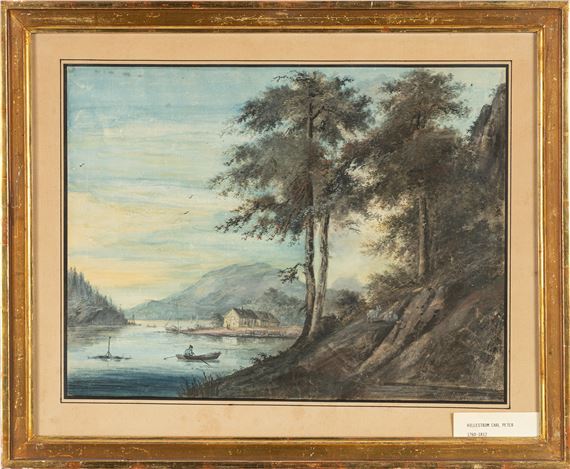 Carl Peter Hilleström | Lakeside Landscape with Figure in a Rowboat ...