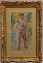 Weiblicher Akt mit Krug - R. Bürger