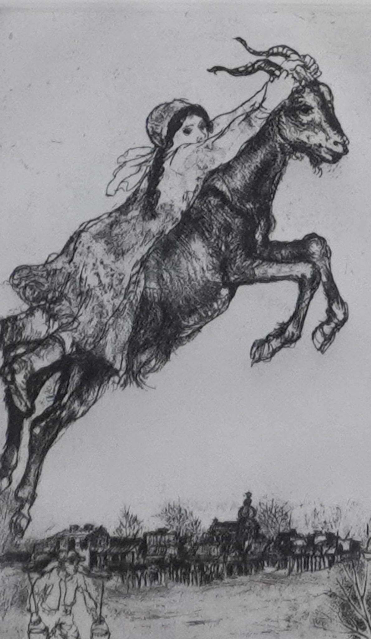 Walter Spitzer | Girl Riding a Goat | MutualArt