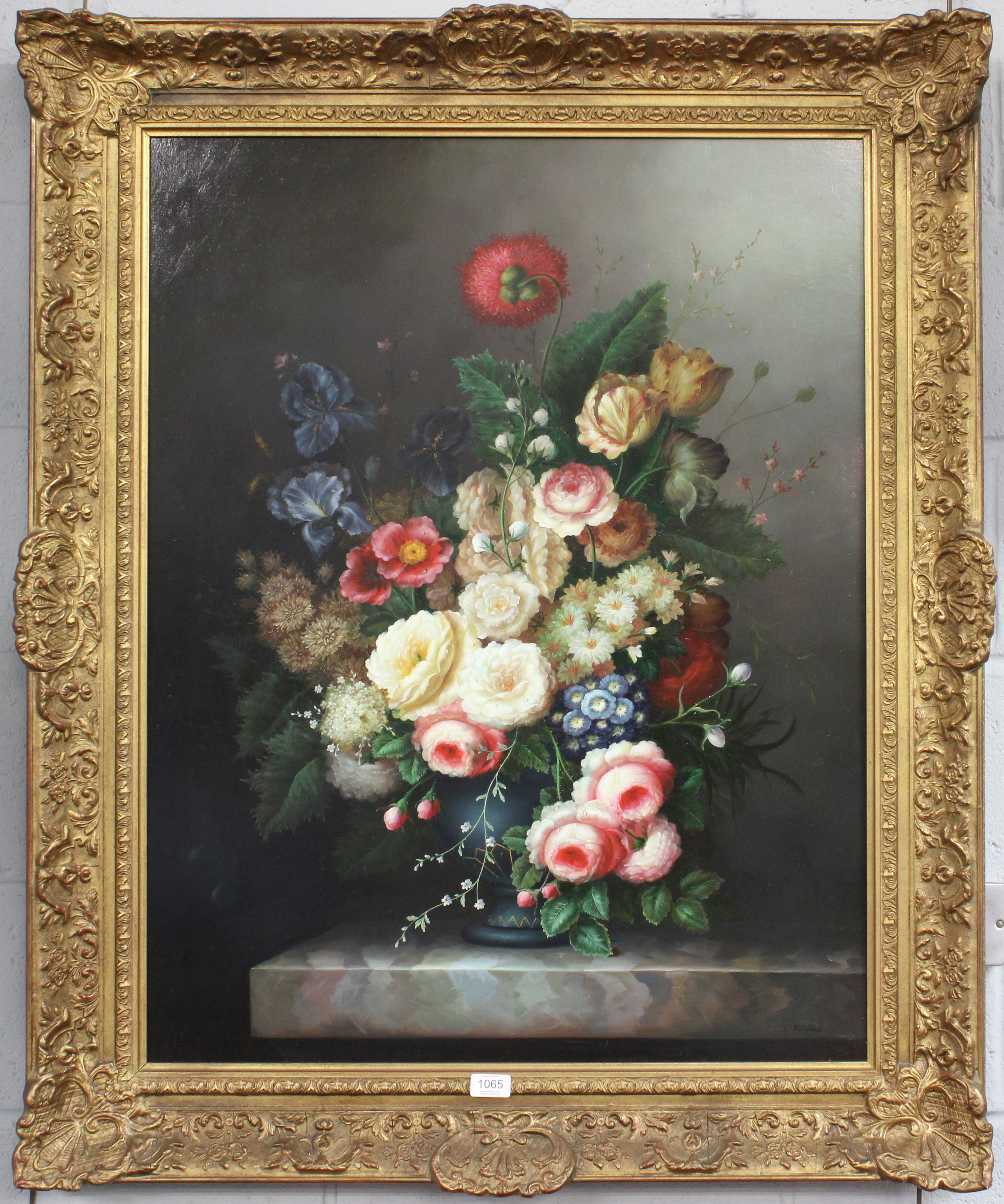 T. Fairfax | Still life of flowers on a ledge | MutualArt