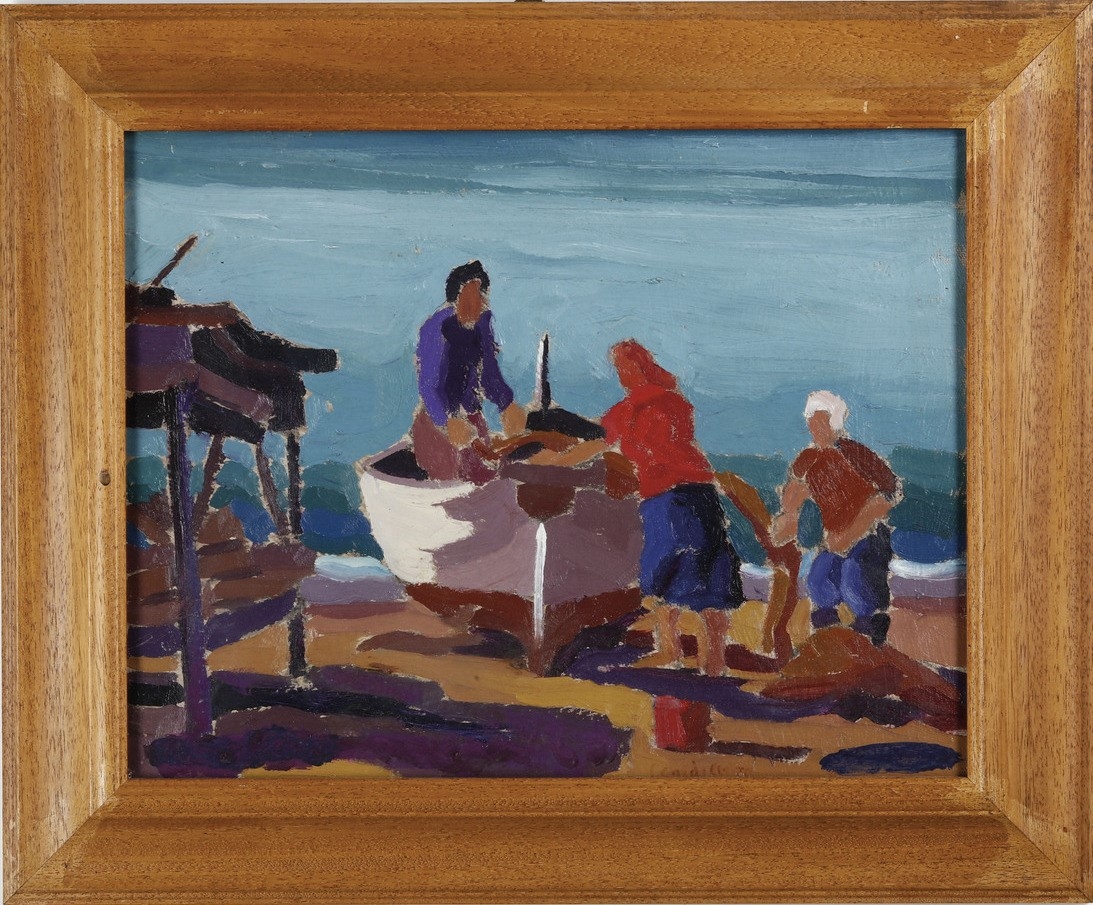 Artwork by Giuseppe Cardillo, Pescatori a riva, Made of oil on canvas