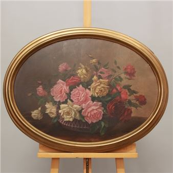 Korb mit üppigem Rosenbouquet - Th. Gruber