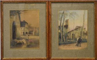 MUENIER (Jules A.) "Le retour des champs" et "Le gardien de troupeau" 2 impressions anciennes - Jules Munier