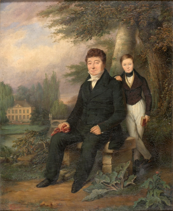 Artwork by Auguste Böhm, Portret van vader en zoon Vandenpeereboom, Made of Olie op doek