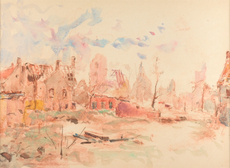 Artwork by Adrien Jean Le Mayeur de Merprés, Vue de Loo (1916, Made of watercolor