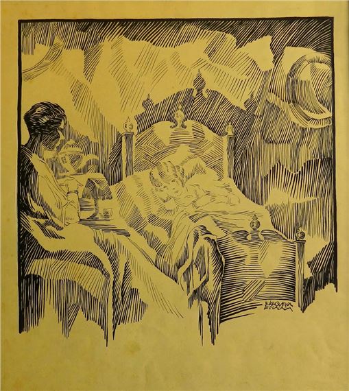 Girl in a bedroom - Enrique Requena Escalada