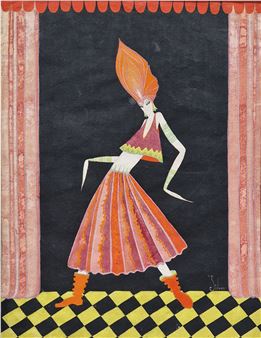 1985) Watercolour/gouache Dancer on stage - Lisa Rhana