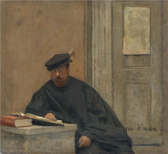 Lesender mit Barett, um 1880 by Ferdinand Hodler, circa 1880