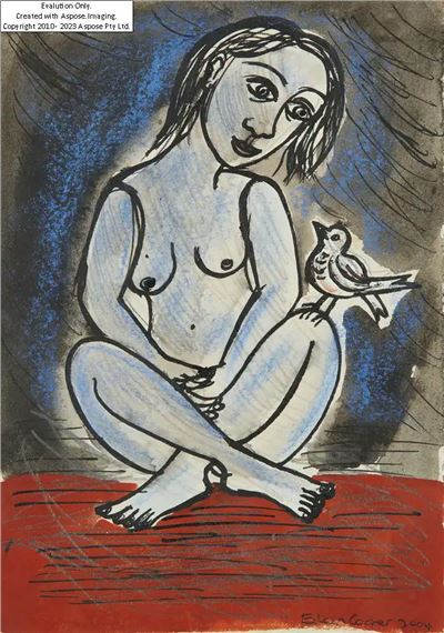 Woman with a bird on her knee, 2004 by Eileen Cooper, 2004