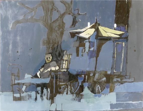 MACGOWAN, Robert (1947-2012), 'Ekipoe - Figure in Plateau', mixed media artwork on paper, signed lower right October 2/70 Robert MacGowan