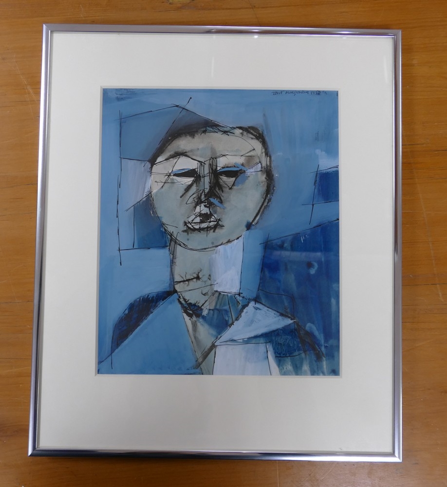 Artwork by Robert McGowan, MACGOWAN, Robert (1947-2012), untitled abstract portrait, mixed media, signed upper right Robert MacGowan 1950, Made of mixed media
