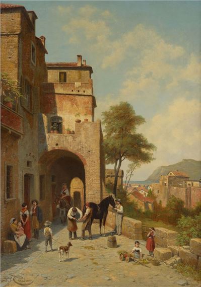 A Mediterranean town by Jacques François Carabain, 1903