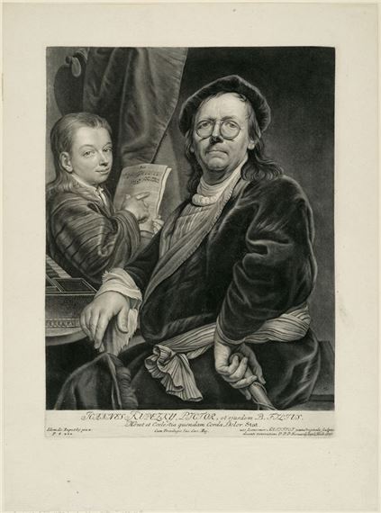 Portrait of the painter Johann Kupetzky with his son at the spinet by Bernhard Vogel