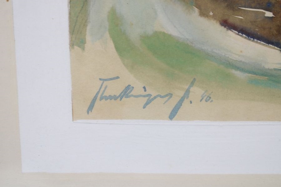Artwork by Leonce Pelletier, Léonce PELLETIER (1869-1950), Beaulieu, dessin rehaussé à l'aquarelle, signée en bas à gauche et daté 1924, Made of watercolors (2)