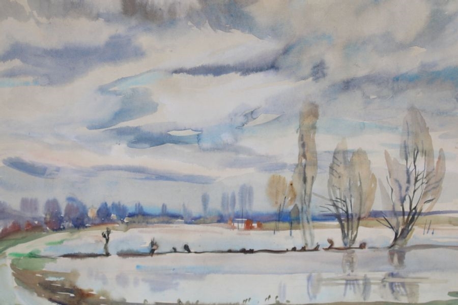 Artwork by Leonce Pelletier, Léonce PELLETIER (1869-1950), Beaulieu, dessin rehaussé à l'aquarelle, signée en bas à gauche et daté 1924, Made of watercolors (2)