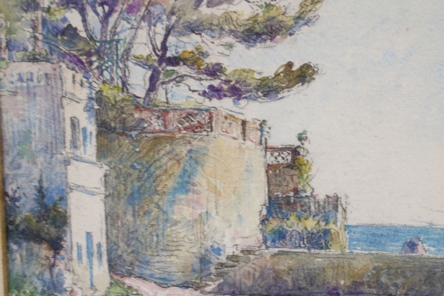 Artwork by Leonce Pelletier, Léonce PELLETIER (1869-1950), Beaulieu, dessin rehaussé à l'aquarelle, signée en bas à gauche et daté 1924, Made of watercolors (2)