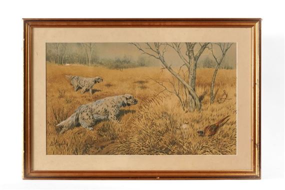 Boris Riab | Scène de chasse avec chiens à l'arrêt | MutualArt