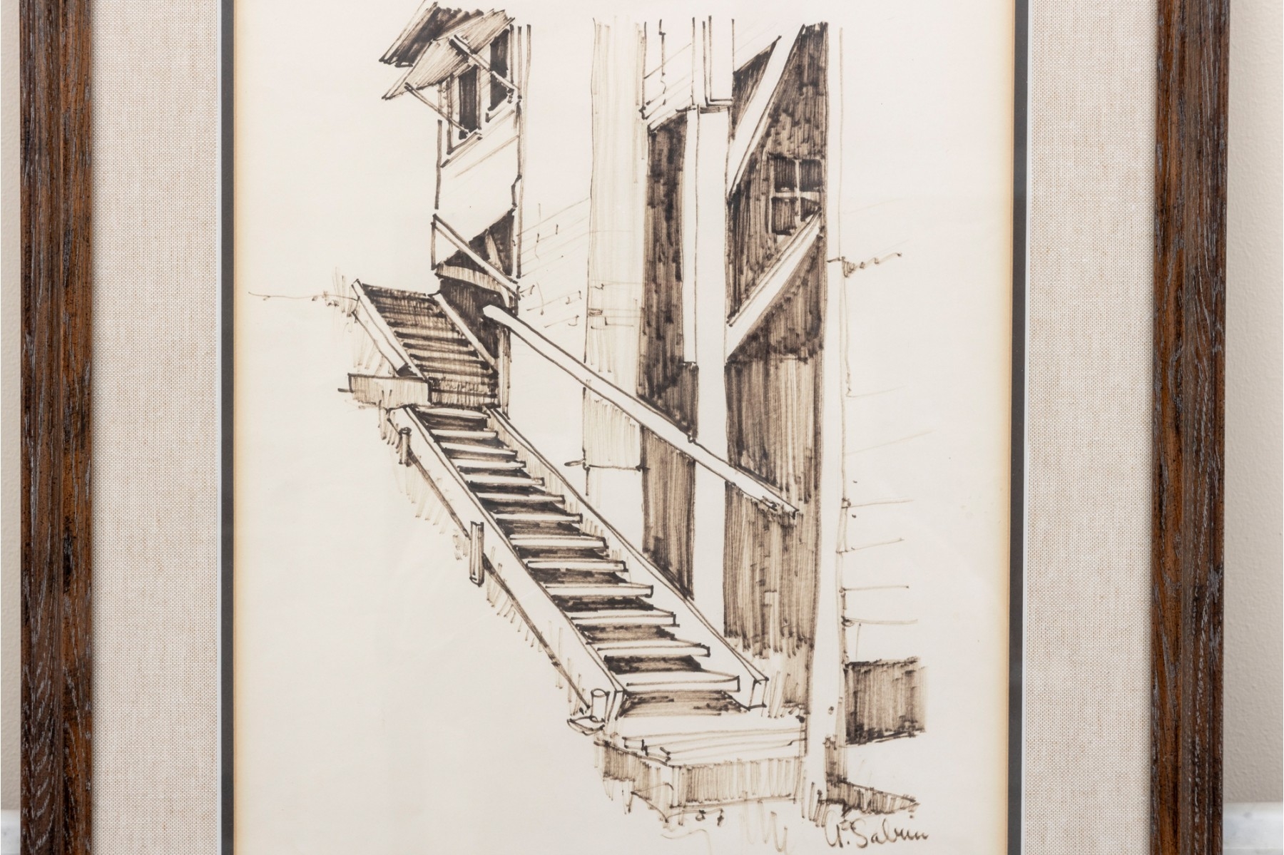 Annette Salrin | 1937-2022) Ink Drawing Of Stairs | MutualArt