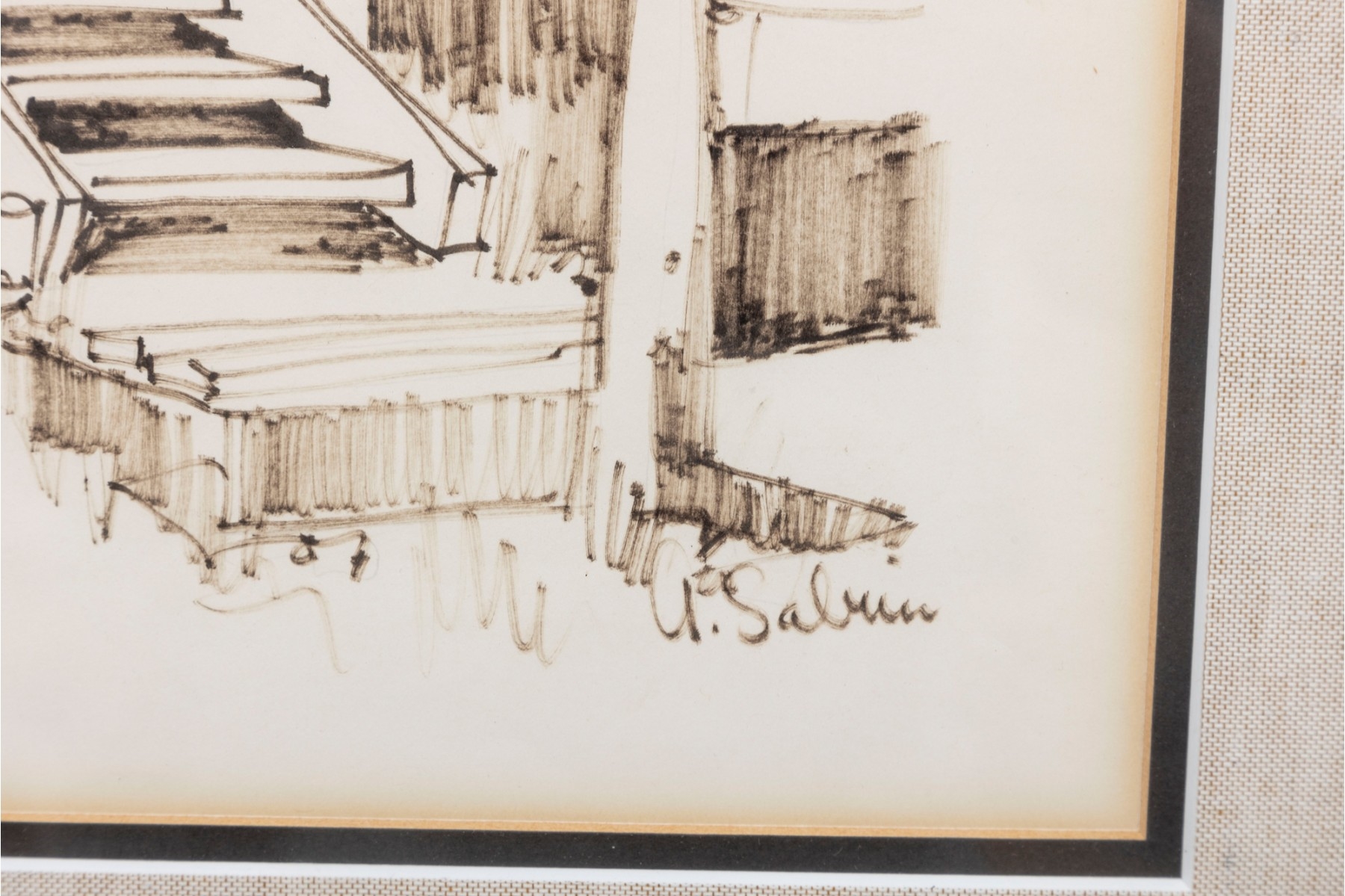Annette Salrin | 1937-2022) Ink Drawing Of Stairs | MutualArt