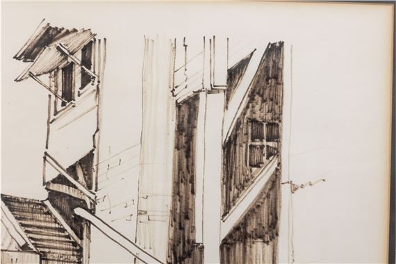 Annette Salrin | 1937-2022) Ink Drawing Of Stairs | MutualArt