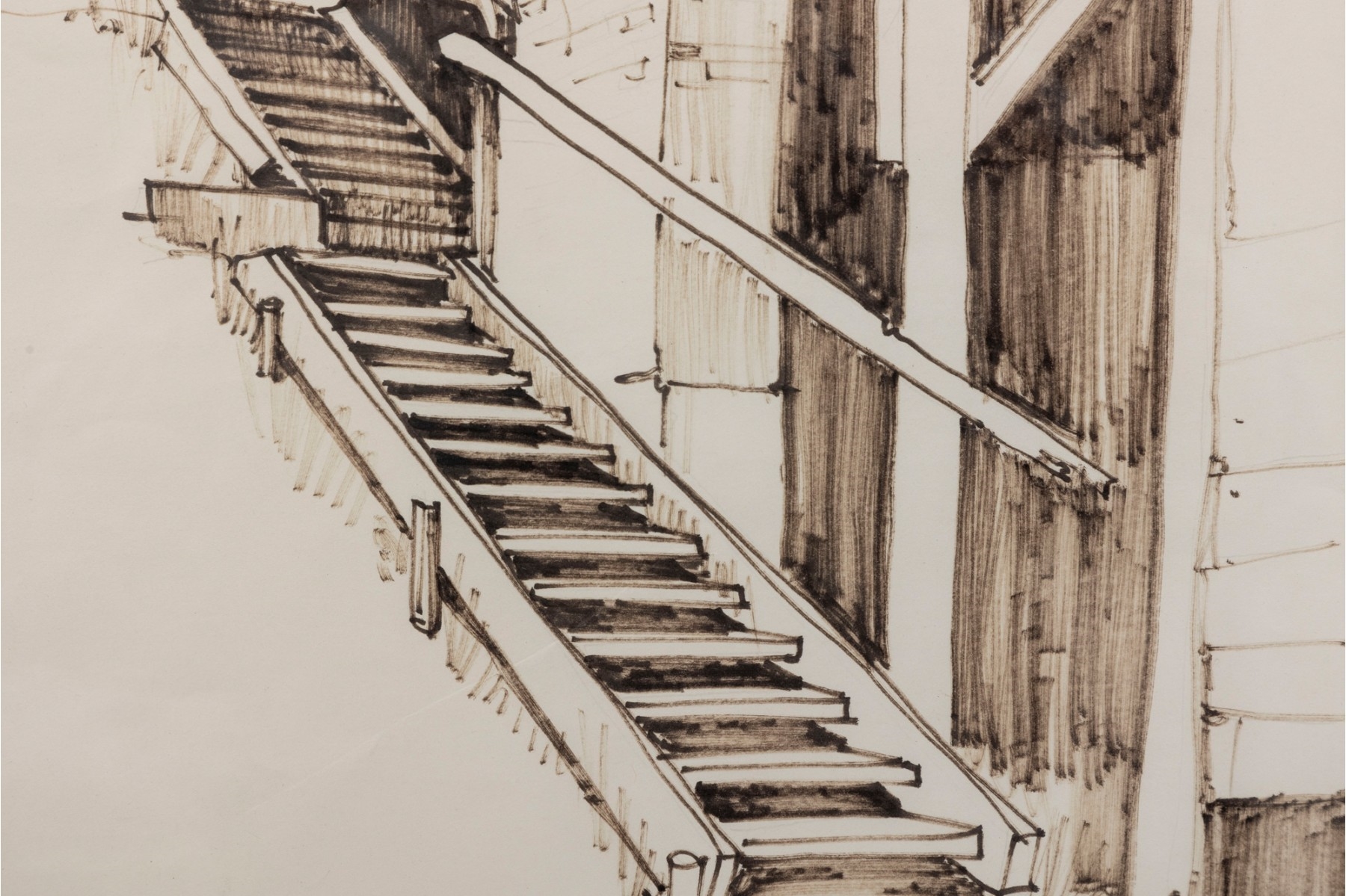 Annette Salrin | 1937-2022) Ink Drawing Of Stairs | MutualArt