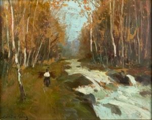 Őszi erdő patakkal by Géza Zorad