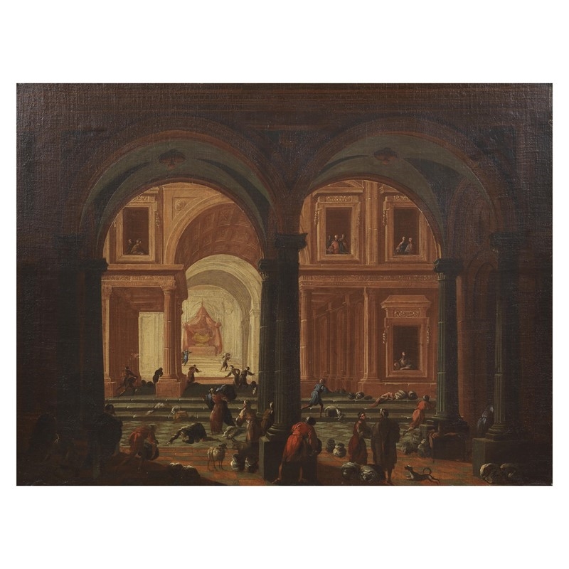 LA CACCIATA DEI MERCANTI DAL TEMPIO by Roman School, 17th Century, 17th century