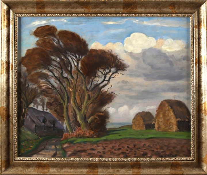 Artwork by Henri Liénard de Saint-Délis, Henri de SAINT-DELIS (1878-1949). Thatched... - Lot 381 - Les Andelys Enchères, Made of oil on isorel