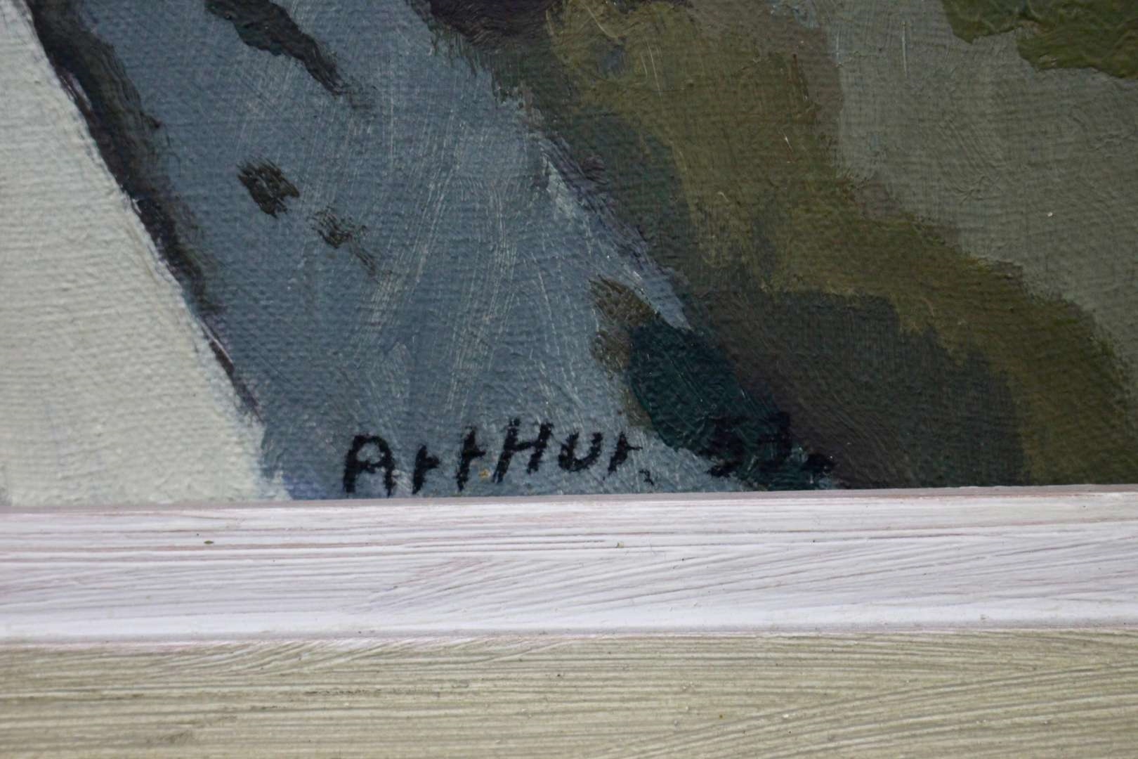 Artwork by Edouard Arthur, Riviergezicht met vissers, Made of oil on canvas