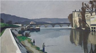 Riviergezicht met vissers - Edouard Arthur