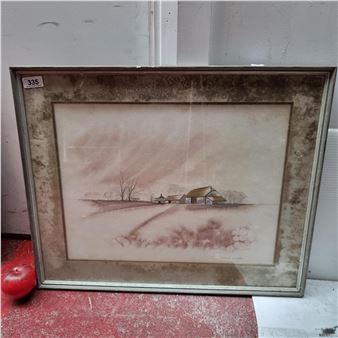 A winter landscape scene - Charles Gould