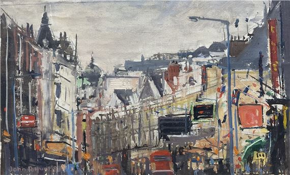 John R. Hunt | Impressionist City Street Scene (1988) | MutualArt