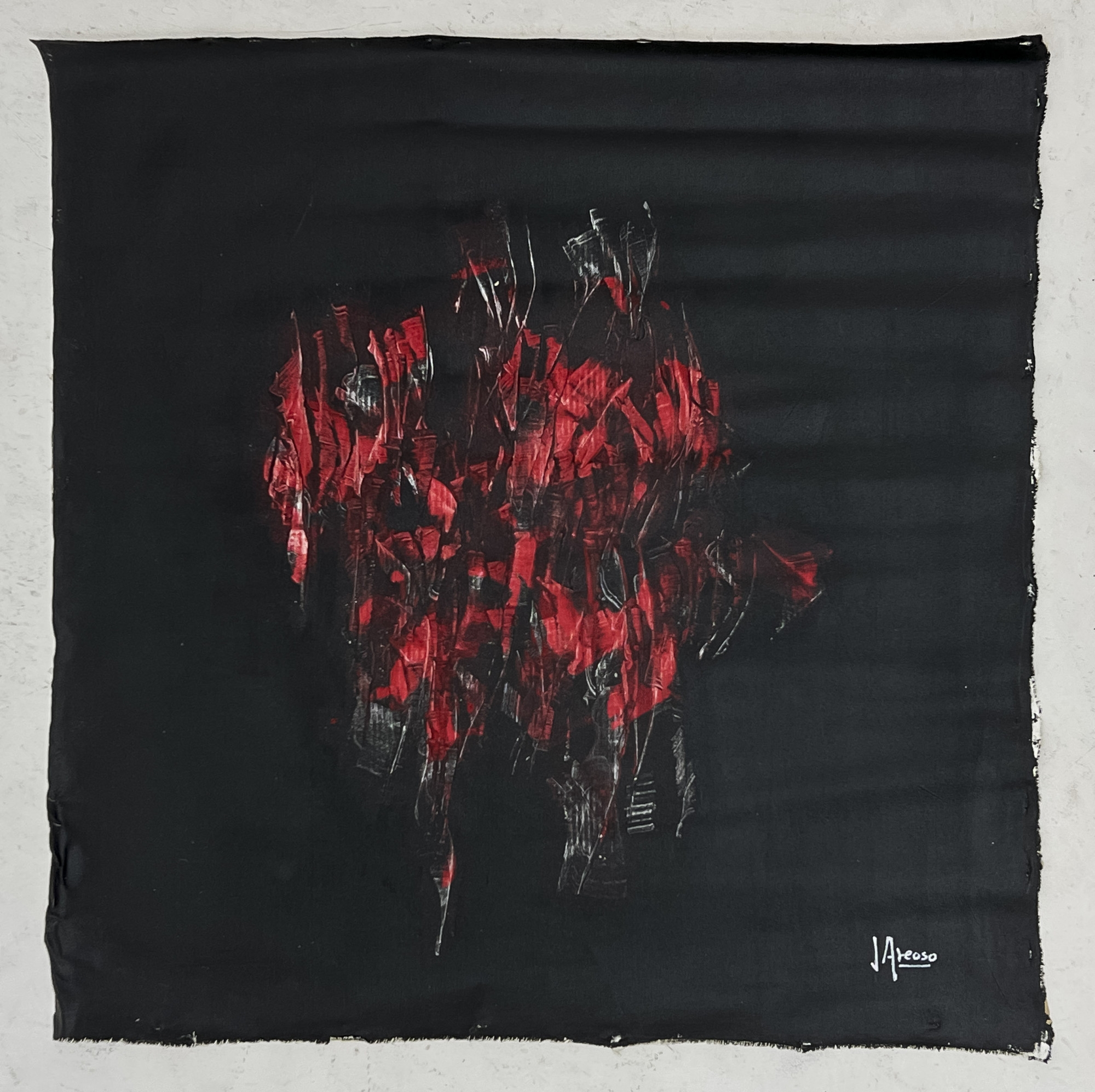 Artwork by Juan Carlos Areoso, Untitled (Composition in Black and Red, Made of oil on canvas