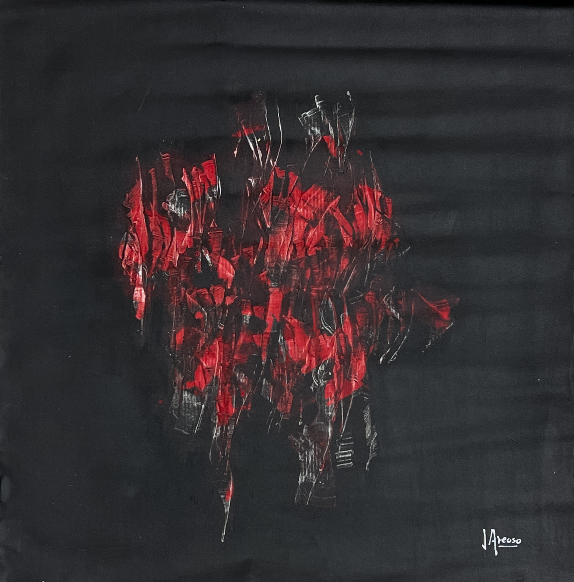 Artwork by Juan Carlos Areoso, Untitled (Composition in Black and Red, Made of oil on canvas